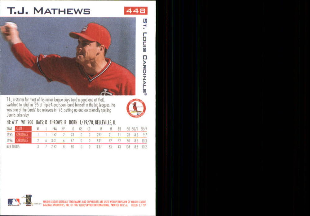 1997 Fleer Baseball "Main Set" Base Cards #401 to #600 - Picture 97 of 387
