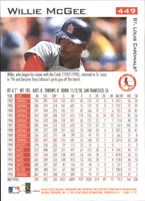 1997 Fleer Baseball "Main Set" Base Cards #401 to #600 - Picture 99 of 387