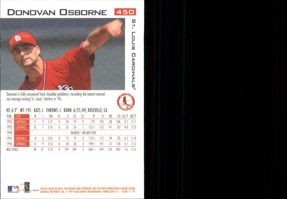 1997 Fleer Baseball "Main Set" Base Cards #401 to #600 - Picture 101 of 387