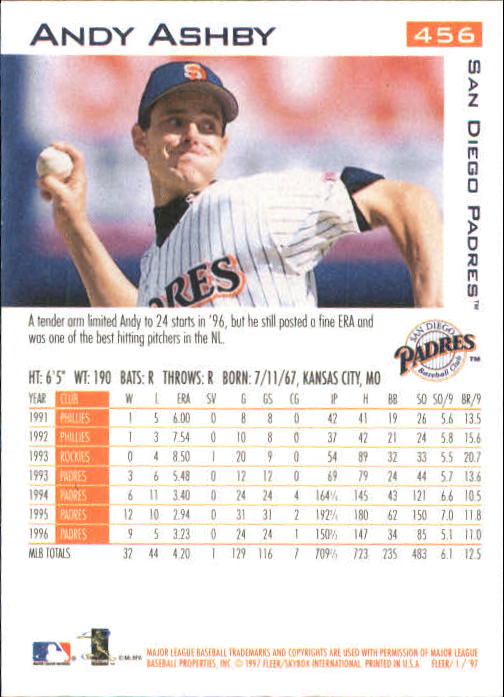 1997 Fleer Baseball "Main Set" Base Cards #401 to #600 - Picture 111 of 387