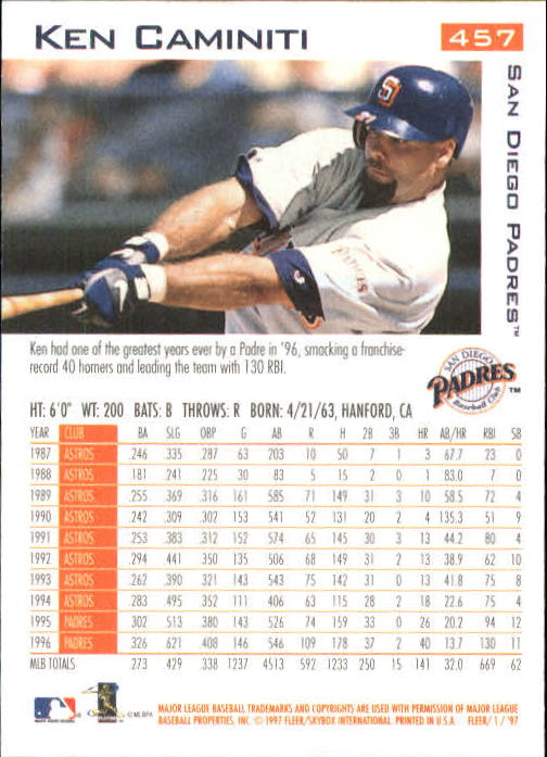 1997 Fleer Baseball "Main Set" Base Cards #401 to #600 - Picture 113 of 387