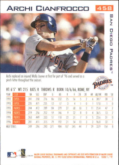 1997 Fleer Baseball "Main Set" Base Cards #401 to #600 - Picture 115 of 387
