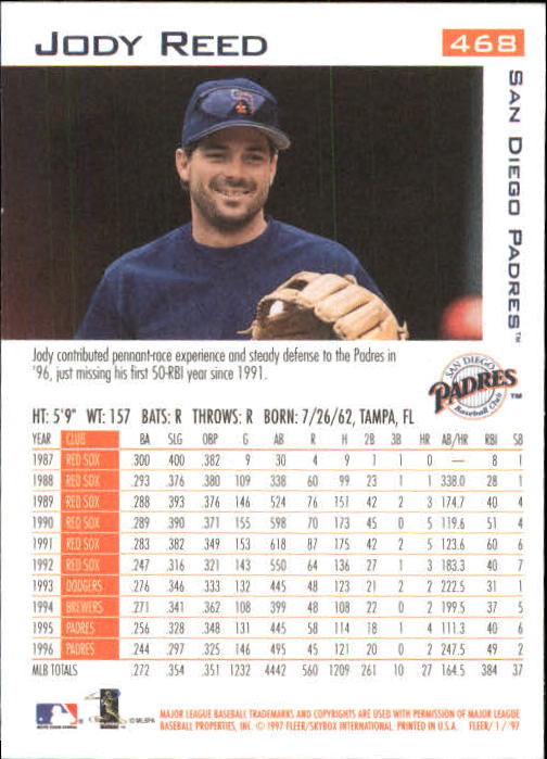 1997 Fleer Baseball "Main Set" Base Cards #401 to #600 - Picture 133 of 387