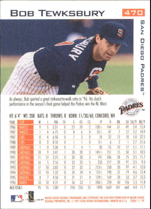 1997 Fleer Baseball "Main Set" Base Cards #401 to #600 - Picture 137 of 387