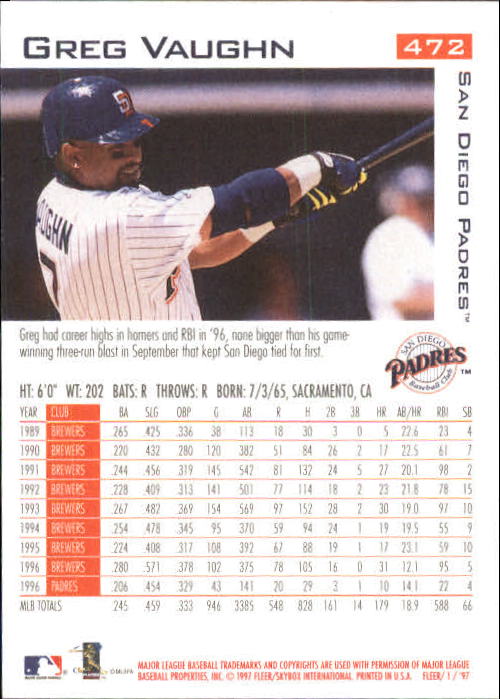 1997 Fleer Baseball "Main Set" Base Cards #401 to #600 - Picture 141 of 387