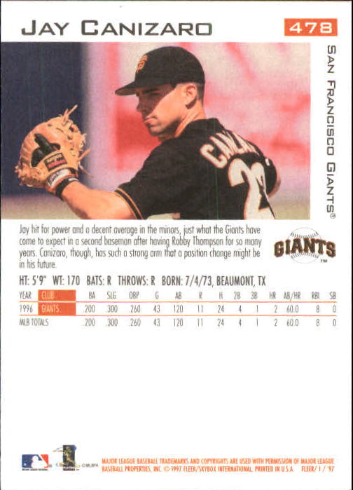 1997 Fleer Baseball "Main Set" Base Cards #401 to #600 - Picture 153 of 387