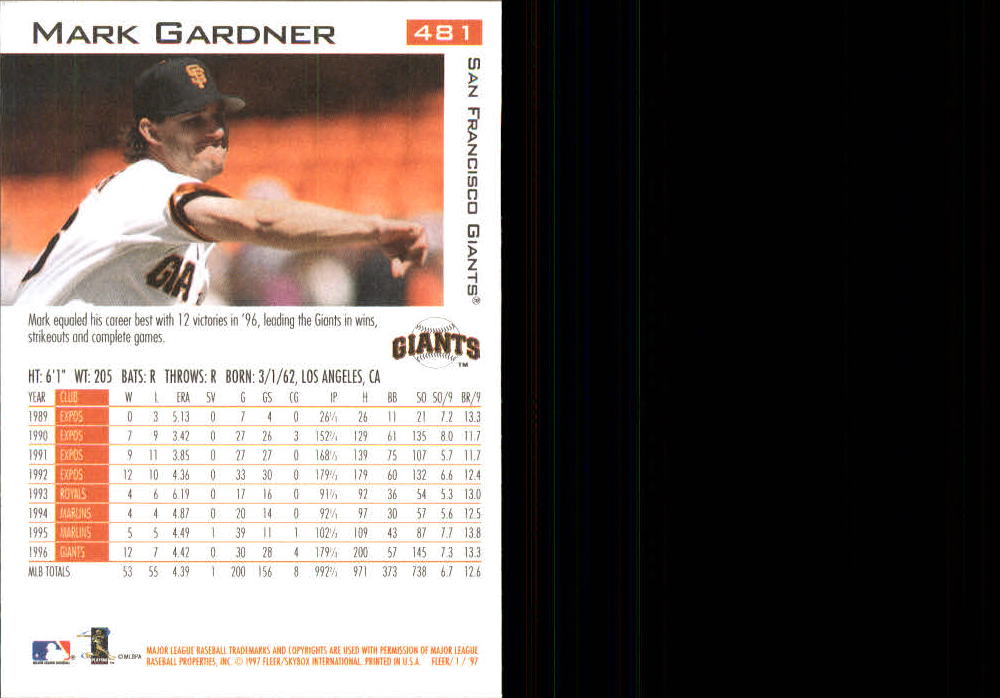 1997 Fleer Baseball "Main Set" Base Cards #401 to #600 - Picture 159 of 387