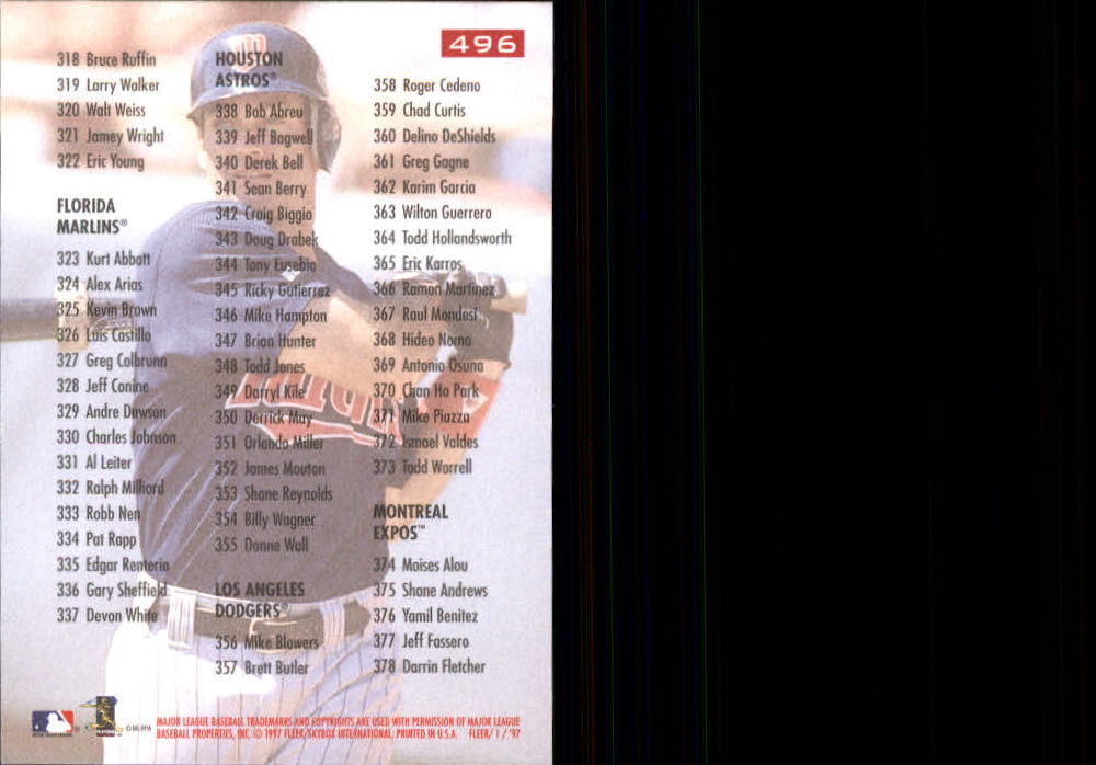 1997 Fleer Baseball "Main Set" Base Cards #401 to #600 - Picture 189 of 387