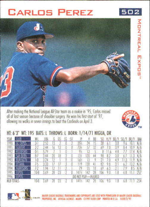 1997 Fleer Baseball "Main Set" Base Cards #401 to #600 - Picture 201 of 387