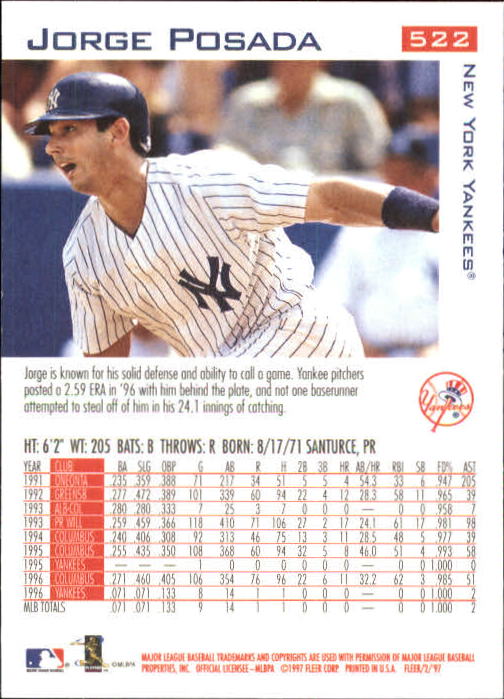 1997 Fleer Baseball "Main Set" Base Cards #401 to #600 - Picture 239 of 387