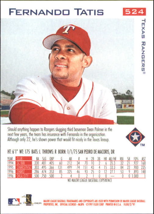 1997 Fleer Baseball "Main Set" Base Cards #401 to #600 - Picture 243 of 387