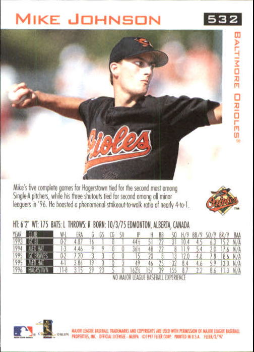 1997 Fleer Baseball "Main Set" Base Cards #401 to #600 - Picture 259 of 387