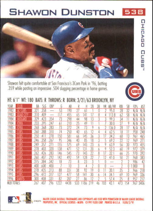 1997 Fleer Baseball "Main Set" Base Cards #401 to #600 - Picture 271 of 387