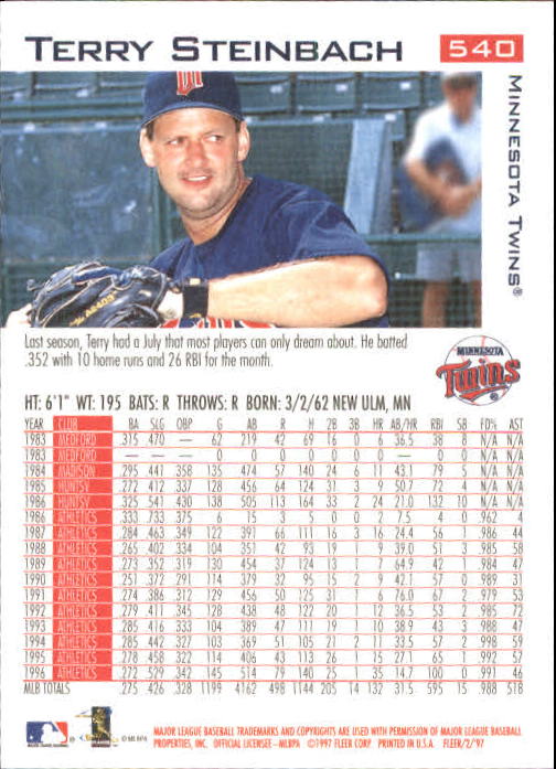 1997 Fleer Baseball "Main Set" Base Cards #401 to #600 - Picture 275 of 387