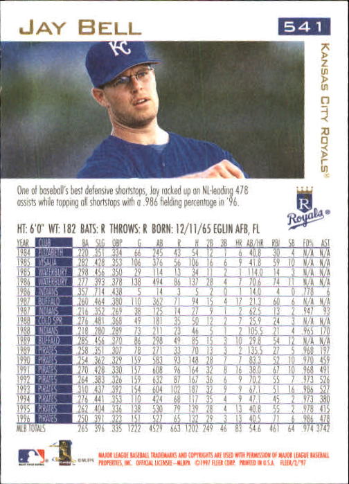 1997 Fleer Baseball "Main Set" Base Cards #401 to #600 - Picture 277 of 387