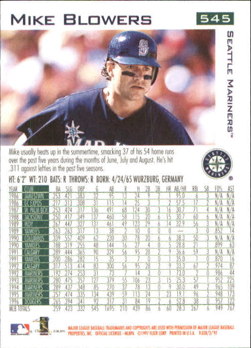 1997 Fleer Baseball "Main Set" Base Cards #401 to #600 - Picture 285 of 387