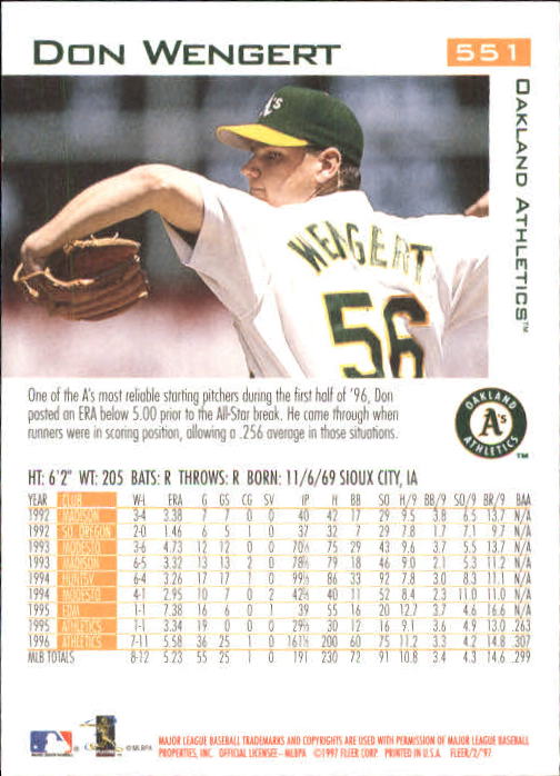 1997 Fleer Baseball "Main Set" Base Cards #401 to #600 - Picture 295 of 387