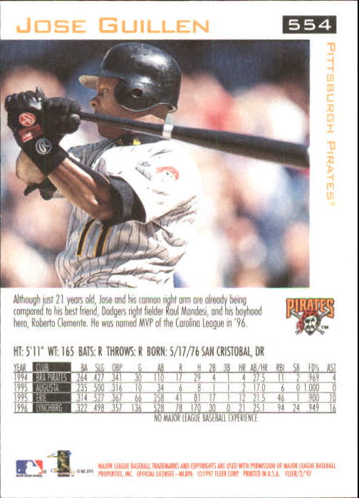 1997 Fleer Baseball "Main Set" Base Cards #401 to #600 - Picture 301 of 387