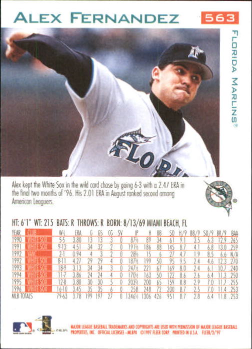 1997 Fleer Baseball "Main Set" Base Cards #401 to #600 - Picture 317 of 387