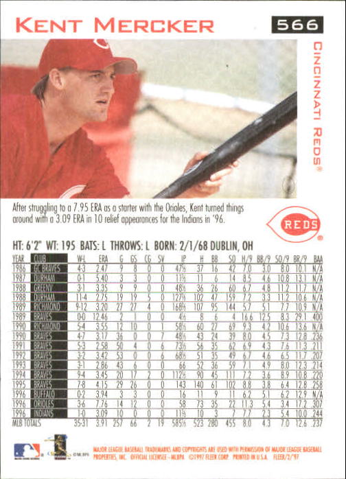 1997 Fleer Baseball "Main Set" Base Cards #401 to #600 - Picture 323 of 387