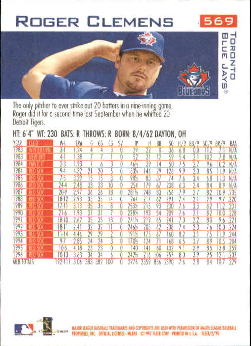 1997 Fleer Baseball "Main Set" Base Cards #401 to #600 - Picture 329 of 387