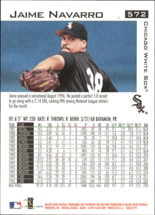 1997 Fleer Baseball "Main Set" Base Cards #401 to #600 - Picture 335 of 387