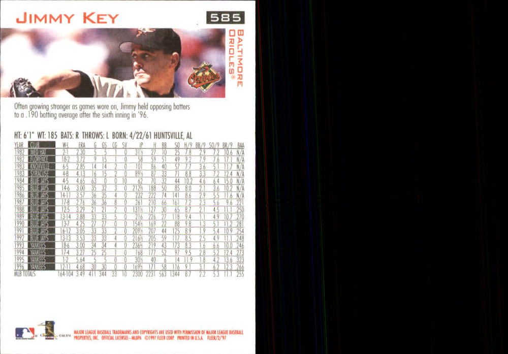1997 Fleer Baseball "Main Set" Base Cards #401 to #600 - Picture 357 of 387