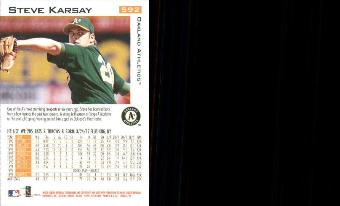 1997 Fleer Baseball "Main Set" Base Cards #401 to #600 - Picture 371 of 387