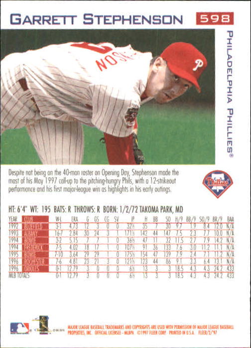 1997 Fleer Baseball "Main Set" Base Cards #401 to #600 - Picture 383 of 387