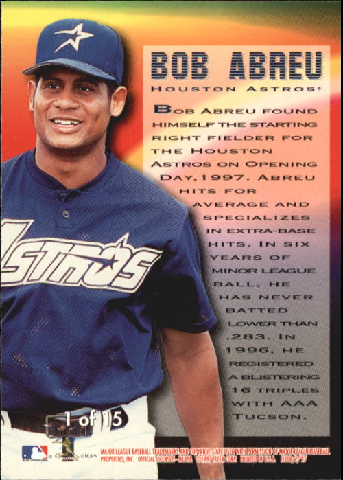 1997 Fleer New Horizons #1 Bob Abreu back image