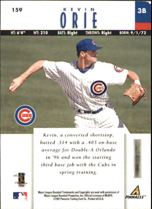 1997 New Pinnacle #159 Kevin Orie back image