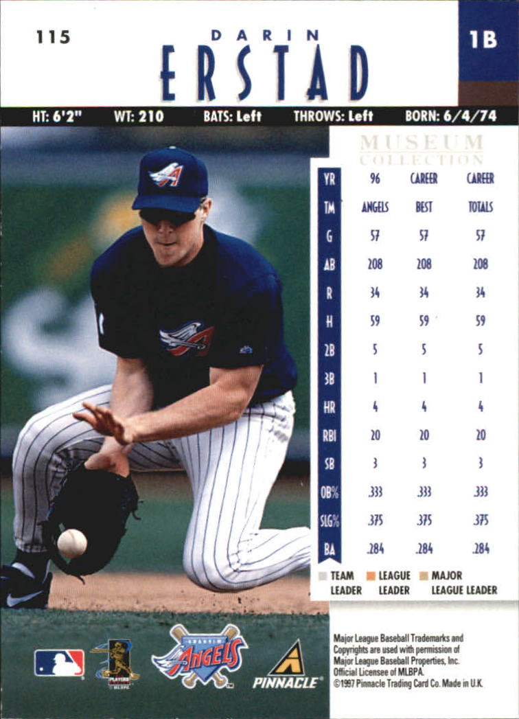 1997 New Pinnacle Museum Collection #115 Darin Erstad back image