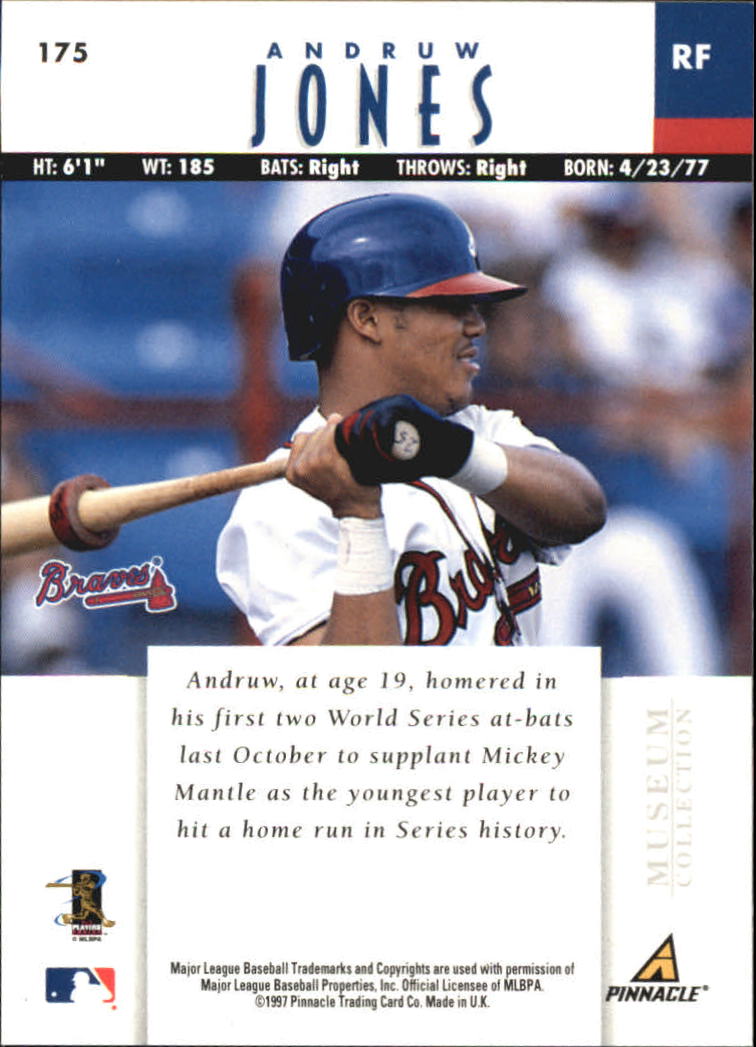 1997 New Pinnacle Museum Collection #175 Andruw Jones back image