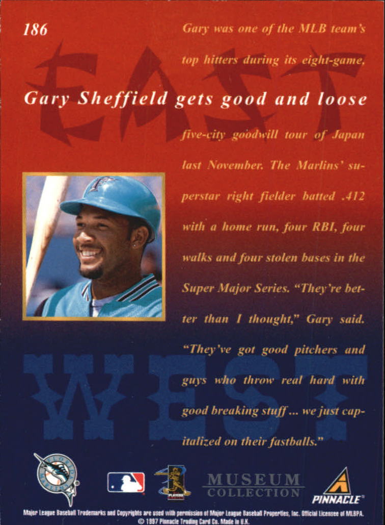 1997 New Pinnacle Museum Collection #186 Gary Sheffield back image
