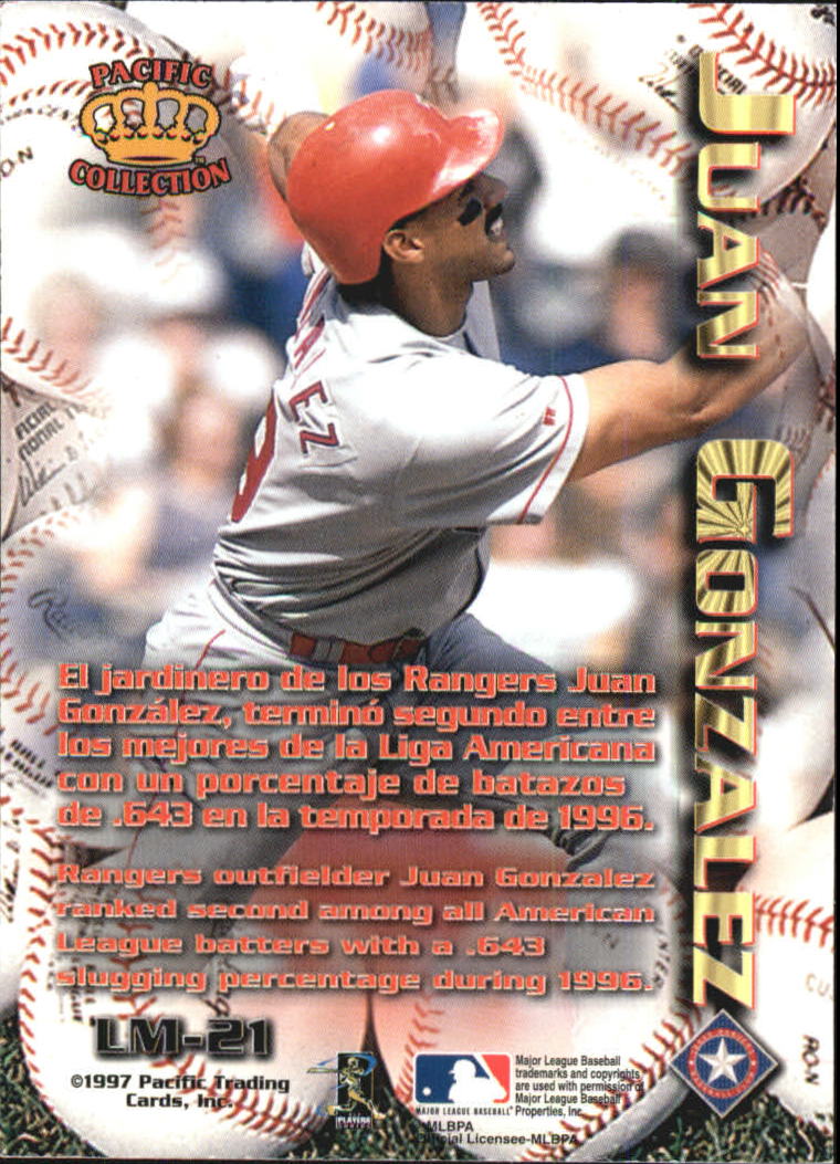 1997 Pacific Latinos of the Major Leagues #21 Juan Gonzalez back image