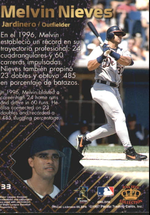 1997 Pacific Prisms #33 Melvin Nieves back image