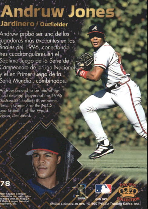 1997 Pacific Prisms #78 Andruw Jones back image