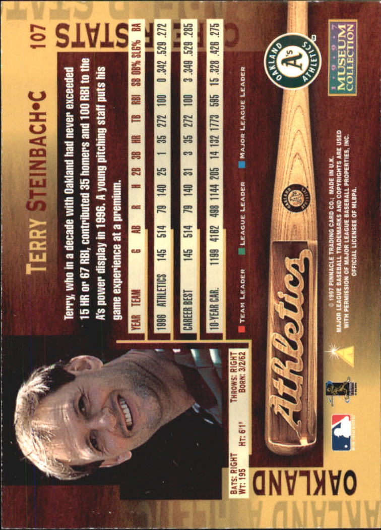 1997 Pinnacle Museum Collection #107 Terry Steinbach back image