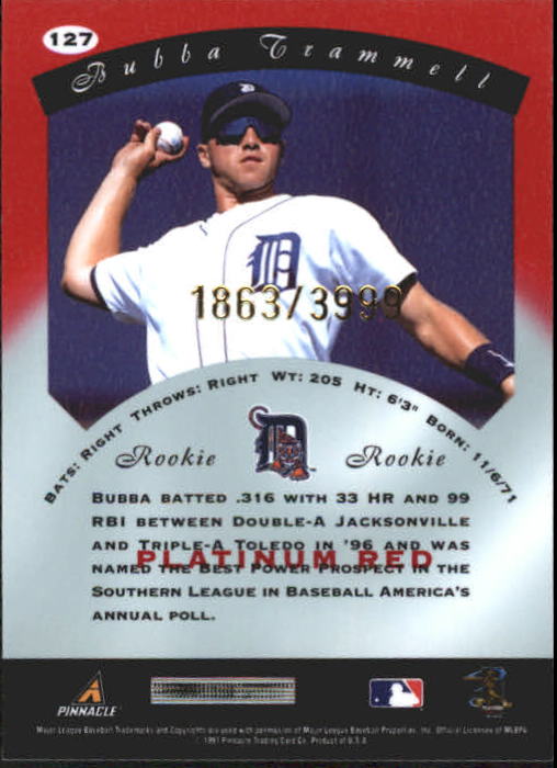 1997 Pinnacle Totally Certified Platinum Red #127 Bubba Trammell RC back image