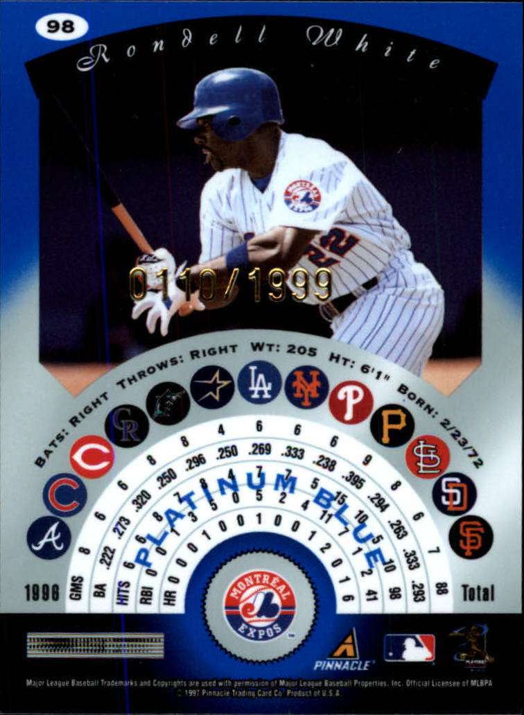 1997 Pinnacle Totally Certified Platinum Blue #98 Rondell White back image