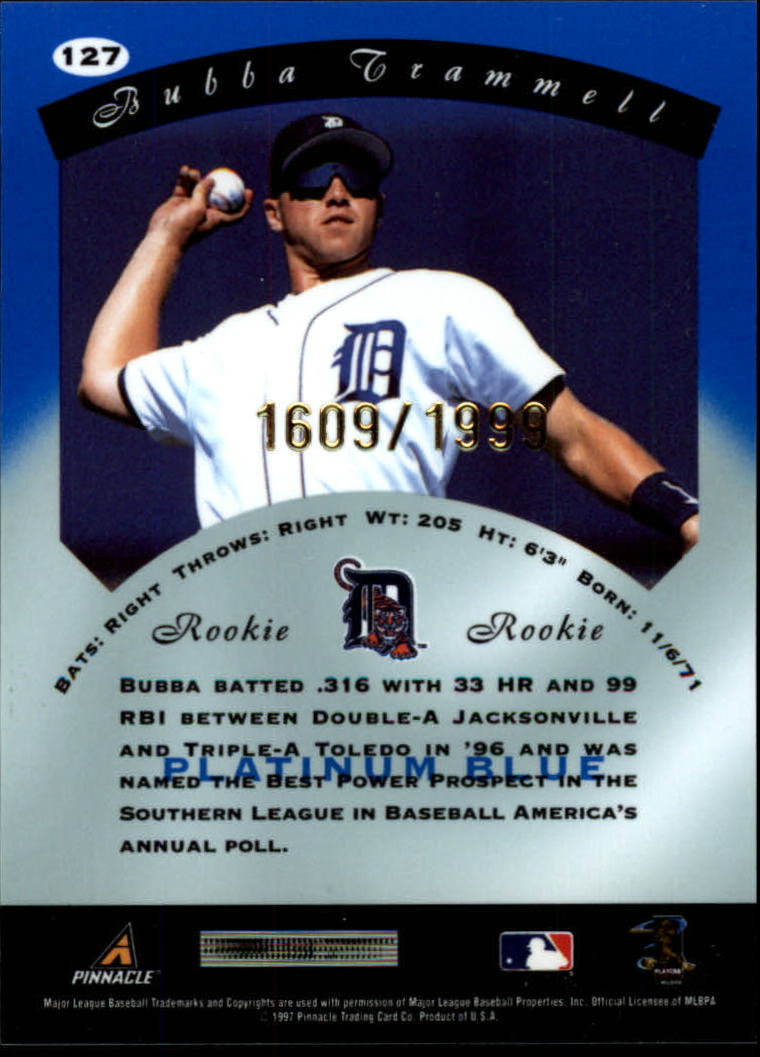 1997 Pinnacle Totally Certified Platinum Blue #127 Bubba Trammell back image