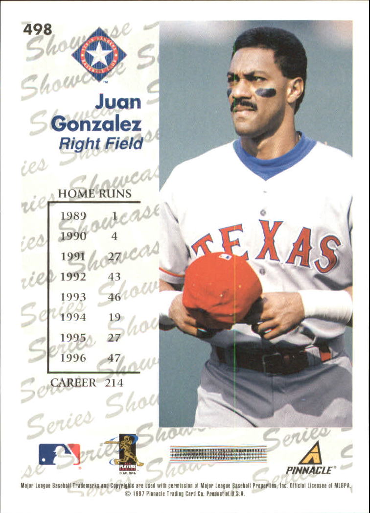 1997 Score Showcase Series #498 Juan Gonzalez back image