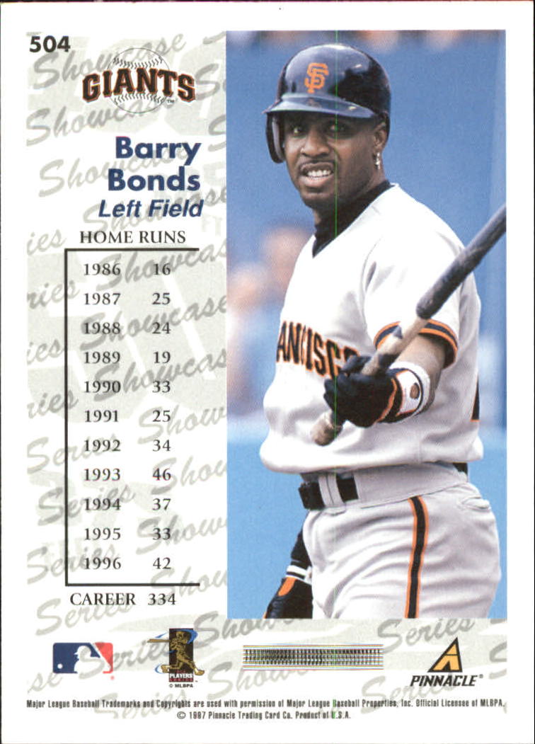 1997 Score Showcase Series #504 Barry Bonds back image