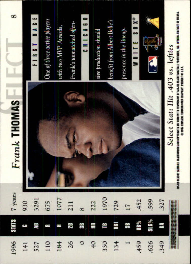 1997 Select #8 Frank Thomas B back image