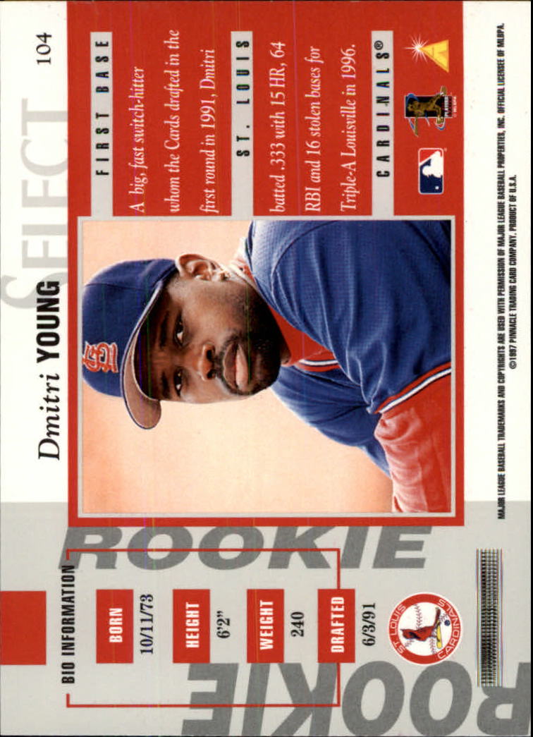 1997 Select #104 Dmitri Young R back image