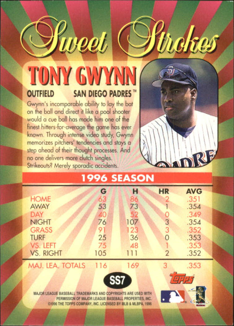 1997 Topps Sweet Strokes #SS7 Tony Gwynn back image