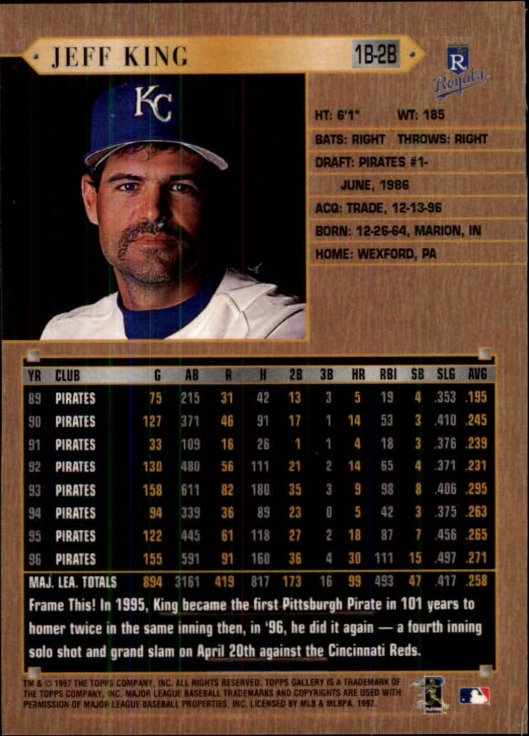 1997 Topps Gallery #74 Jeff King back image