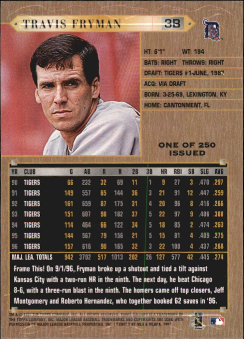 1997 Topps Gallery Player's Private Issue #62 Travis Fryman back image