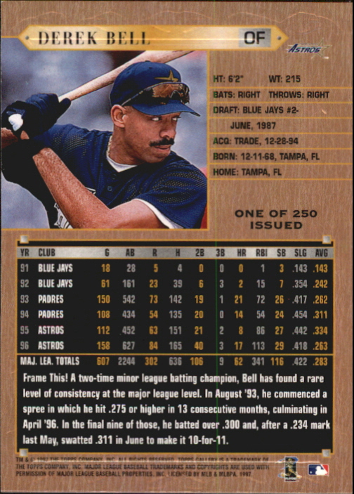 1997 Topps Gallery Player's Private Issue #125 Derek Bell back image