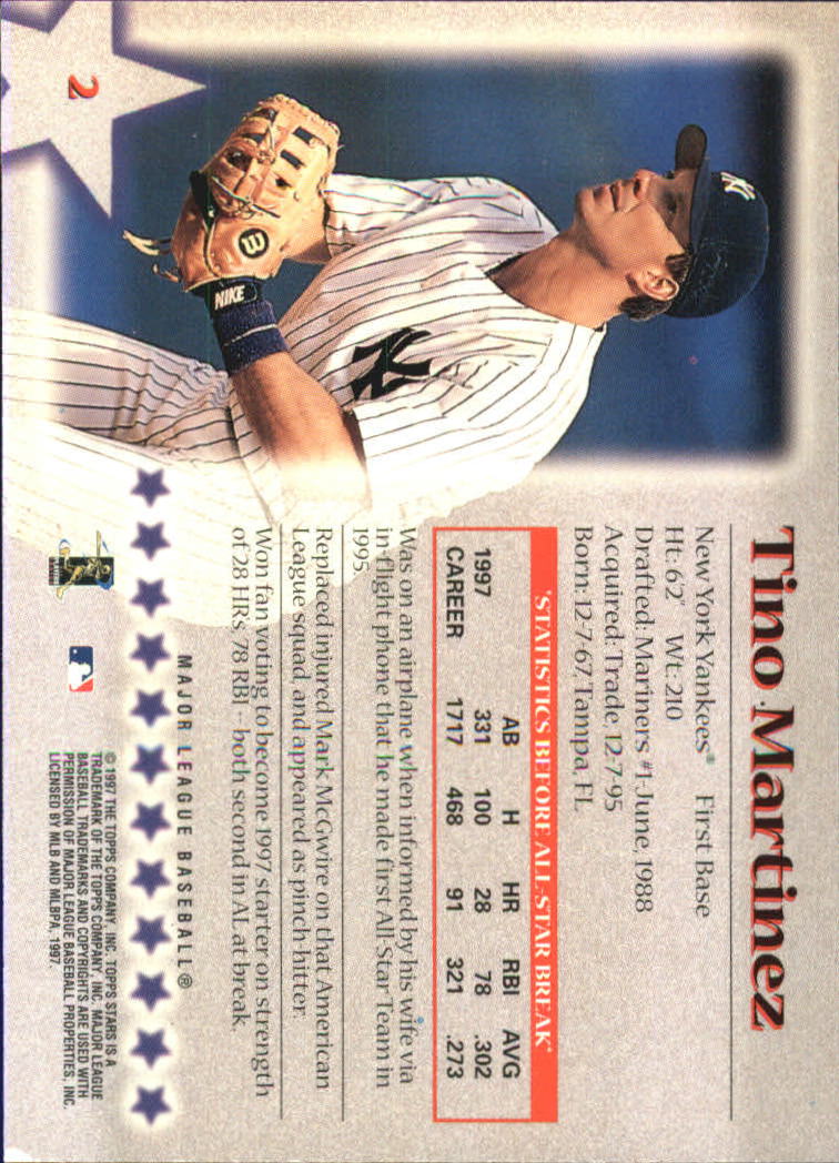 1997 Topps Stars #2 Tino Martinez back image